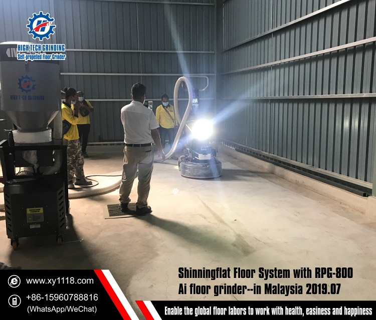 customer demo of floor grinding in Maysia-self-propelled floor grinder rpg-800