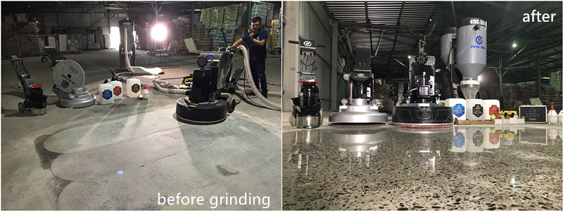 concrete floor polish before and after