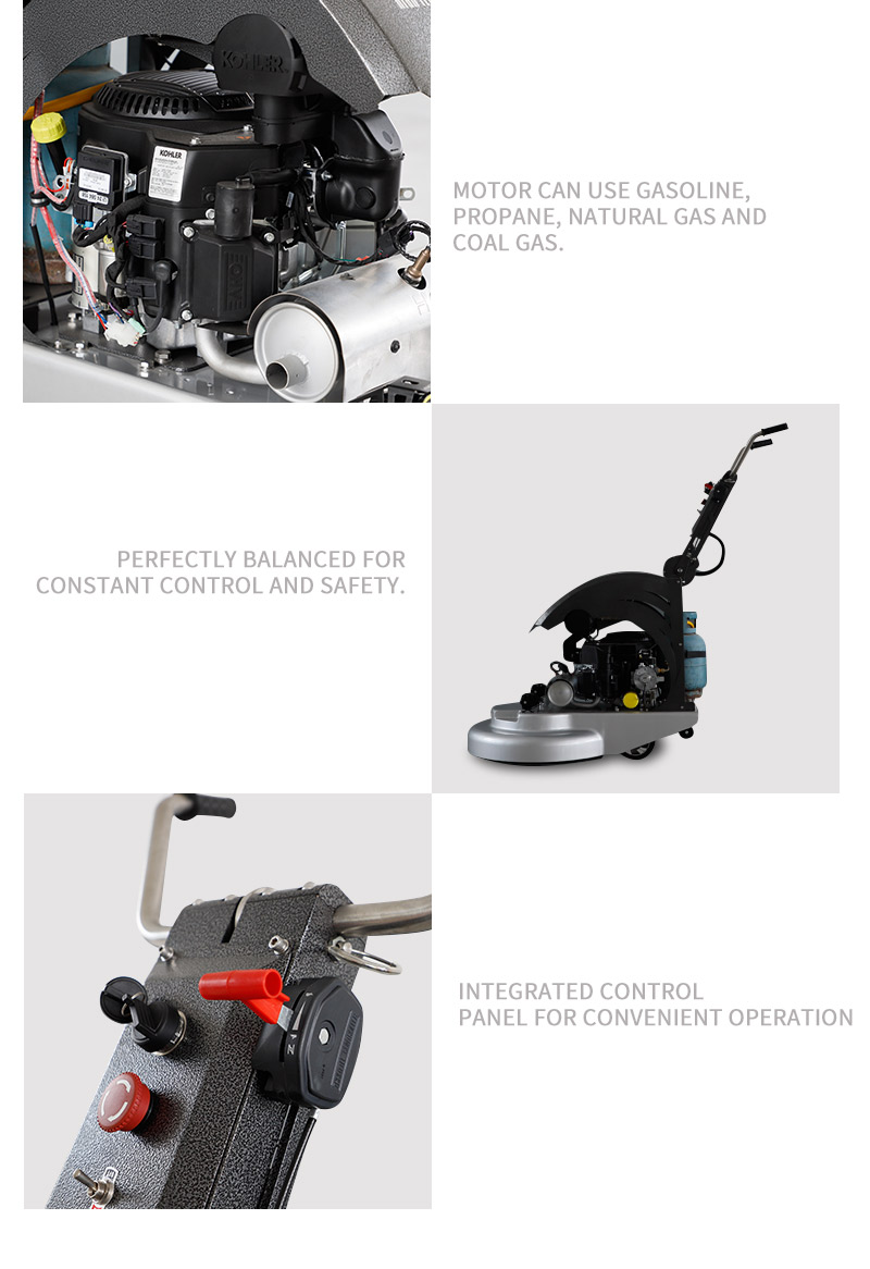 Professional polishing machine for concrete and terrazzo