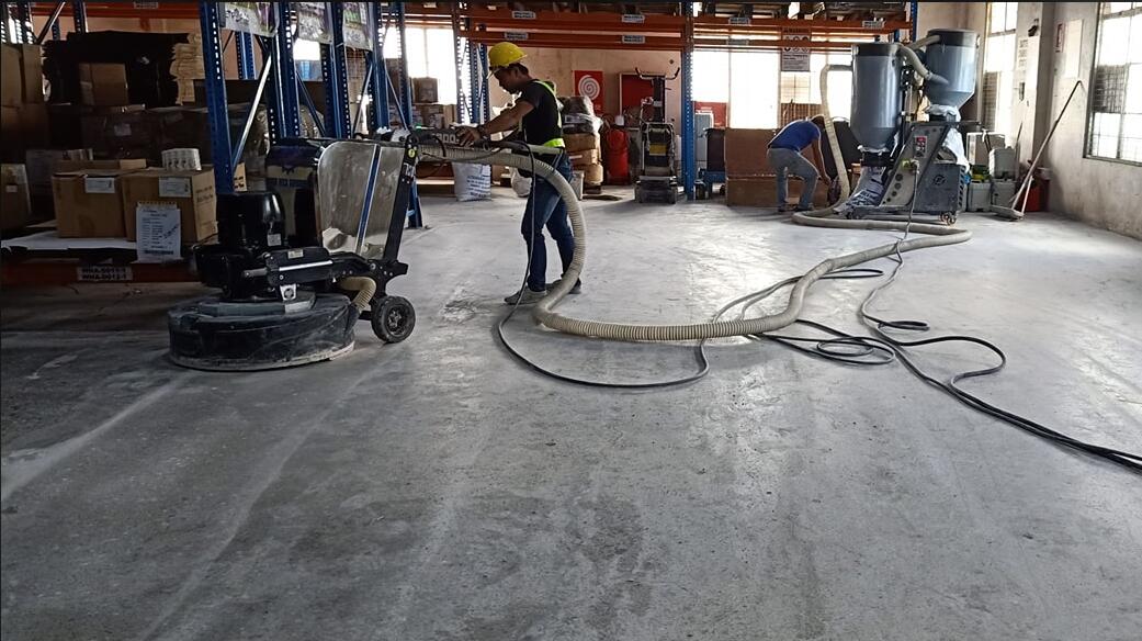 Concrete floor surface prep machine system