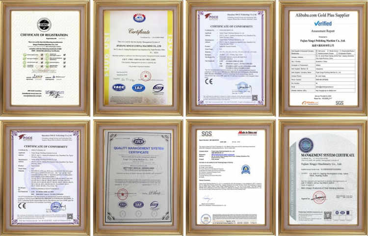 company certificate of polishing machine