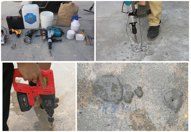 How to Repair Holes and Cracks in Concrete Floor : Drilling Repair